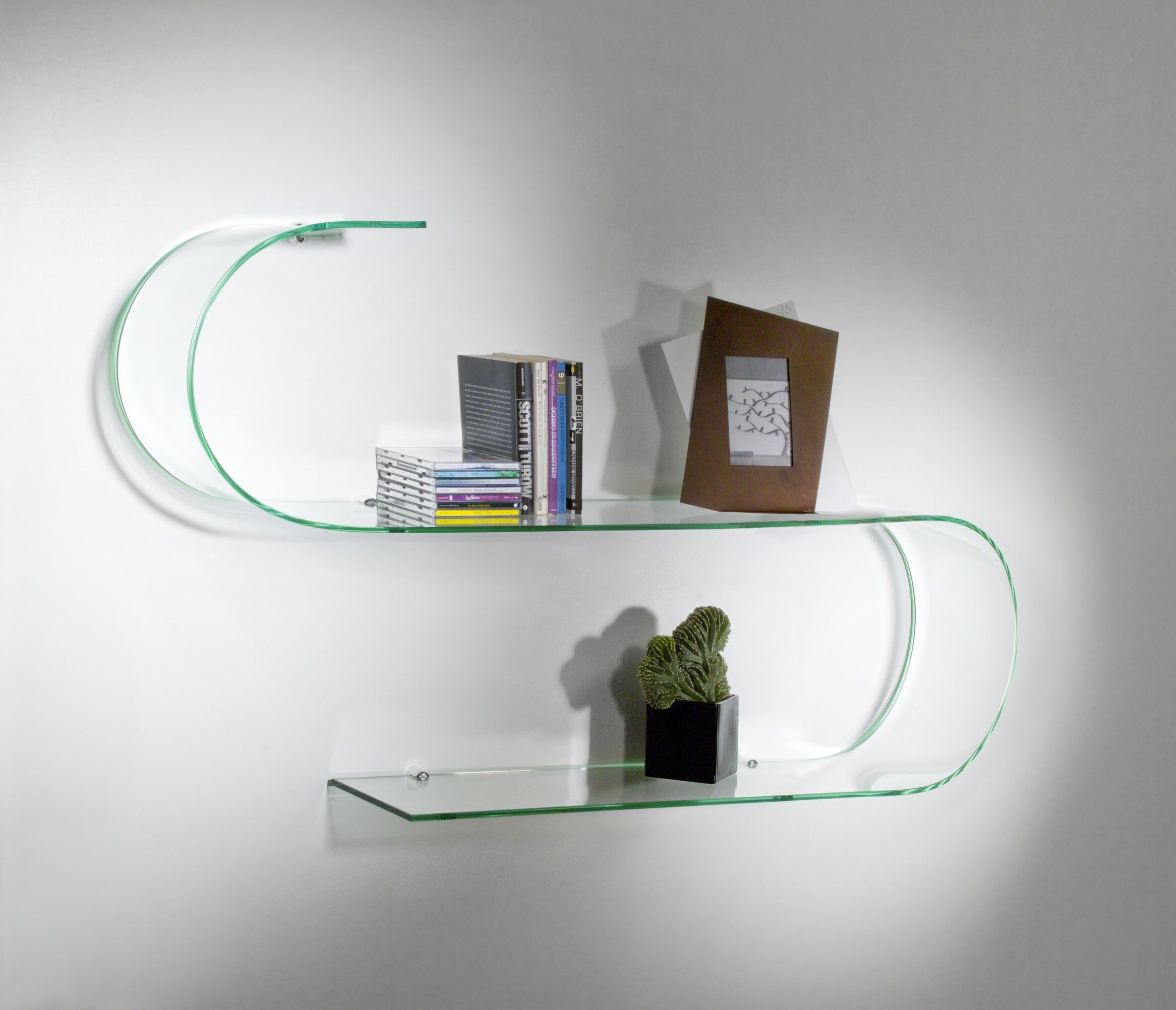 Mensole design in vetro trasparente curvato curvo surf