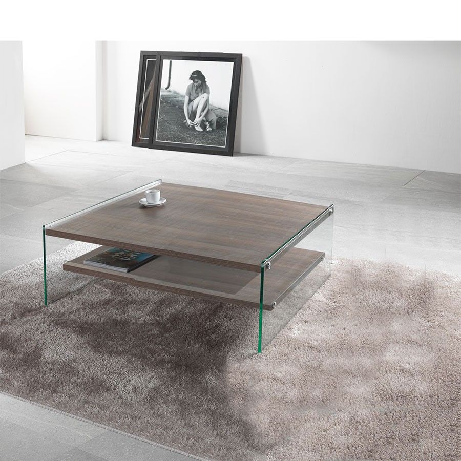 Tavolino da salotto maxim in vetro e laminato 80 x 80 cm