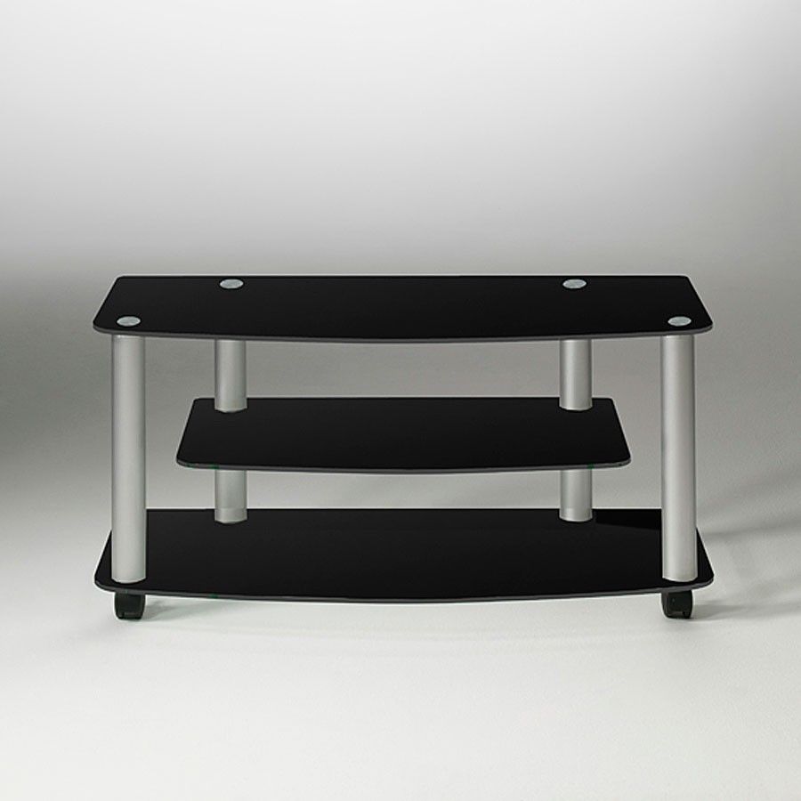 Mobiletto porta tv moderno millenium in vetro e alluminio 90 x 40 cm