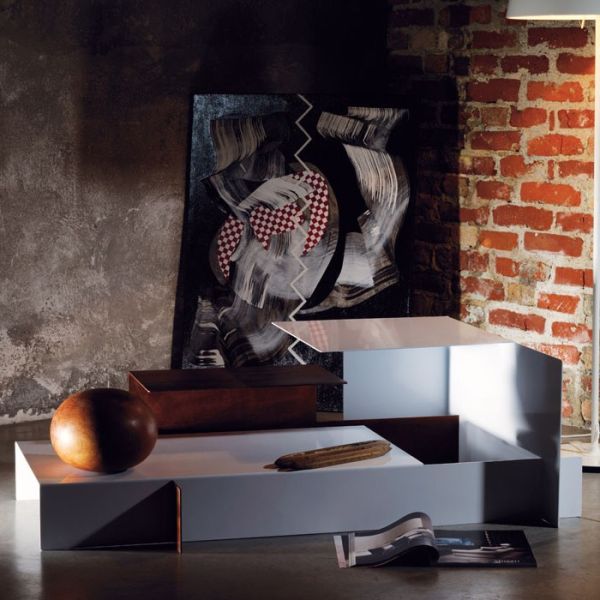 Metropolitan tavolino da salotto design moderno in acciaio 130 x 80 cm