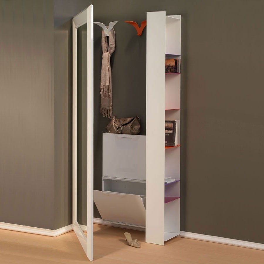 Specchio da parete angolo rettangolo in legno laccato bianco cm ...