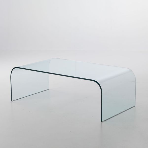 Tavolino rettangolare Stefan in vetro curvato 110 x 60 cm Tavolino rettangolare Stefan in vetro curvato 110 x 60 cm