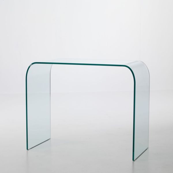 Consolle per ingresso Joshua in vetro curvato a ponte 88 x 44 cm Consolle per ingresso Joshua in vetro curvato a ponte 88 x 44 cm