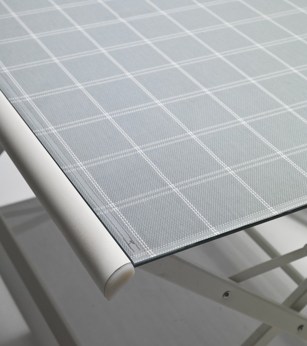 Tavolo pieghevole Benat da esterno in alluminio e vetro 120 cm