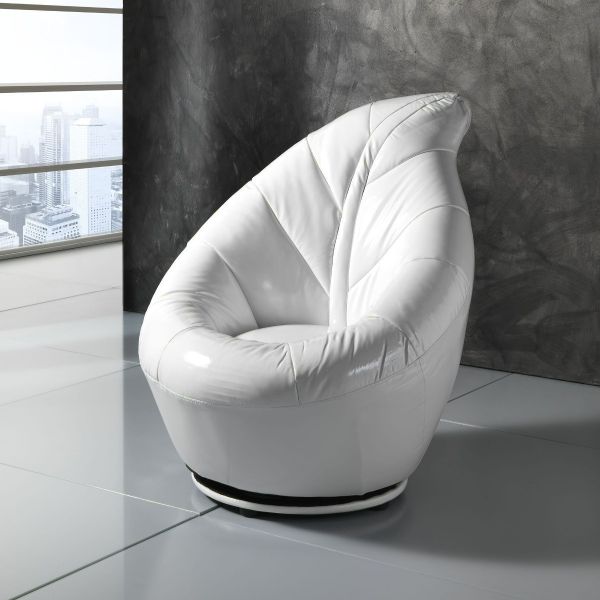 Poltrona blatt girevole in ecopelle bianca design per camera da ... Poltroncine girevoli tipo cinema