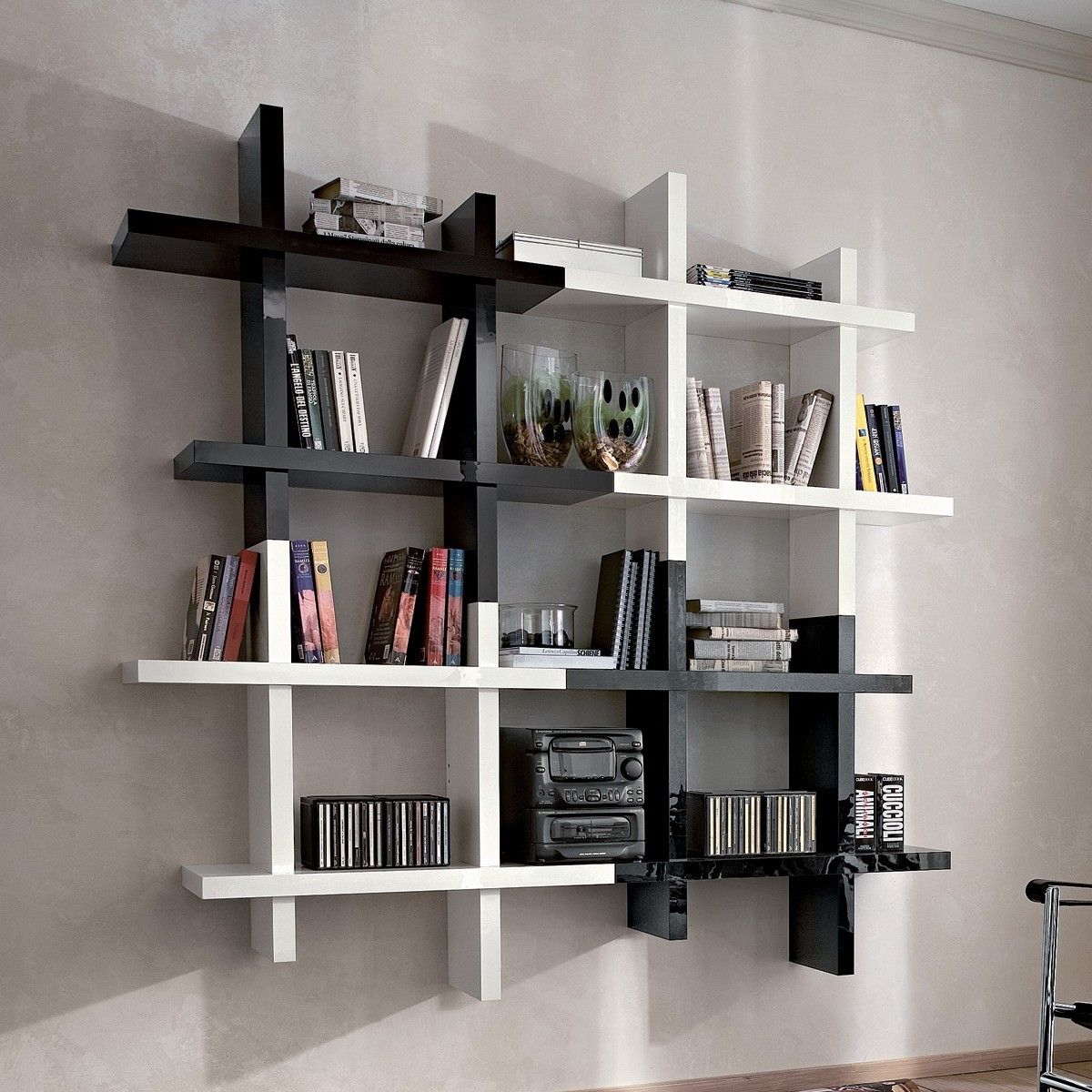 Librerie in legno moderne per arredamenti salotto camera ufficio Libreria incassata nel muro