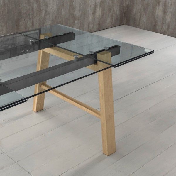 Jordy tavolo allungabile design moderno in legno metallo e vetro ...