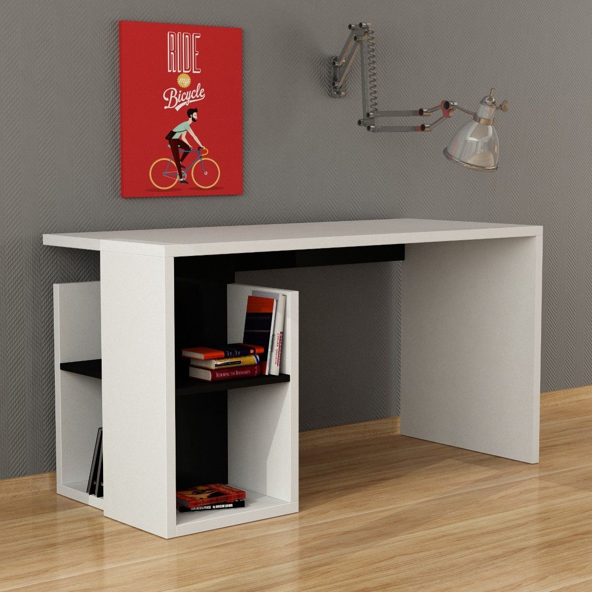 scrivania home office con libreria in legno 140 x 60 cm scrivania home office con libreria in legno 140 x 60 cm