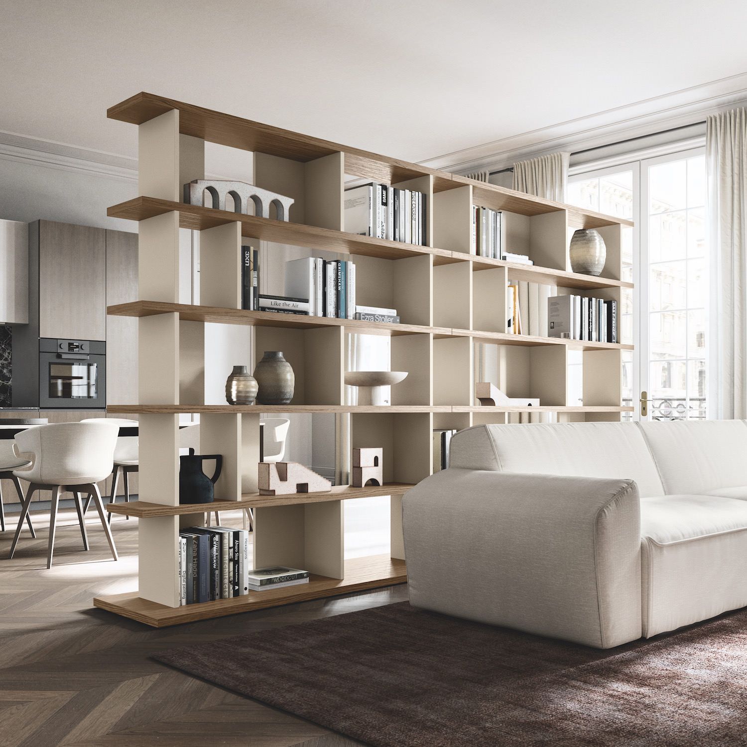 Libreria divisoria bifacciale autoportante Antero – Smart Arredo Design
