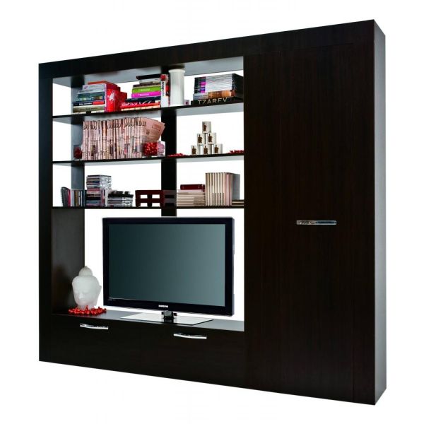 Mobile soggiorno per televisore con libreria e armadio Carre