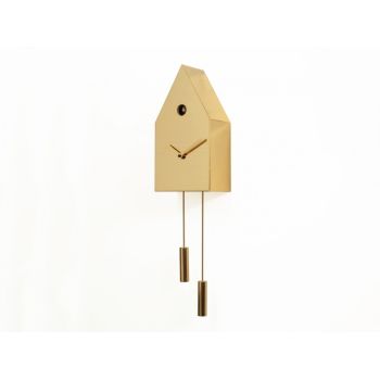 Orologio a cucù da parete design moderno in metallo laccato 24k 2