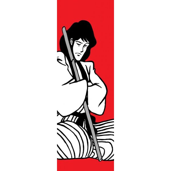 Quadro verticale Goemon dipinto a mano su tela serie Lupin