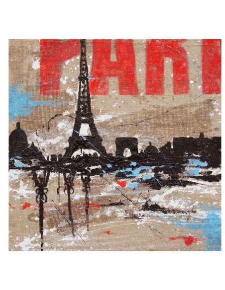 Quadro su tela dipinto a mano città di Parigi