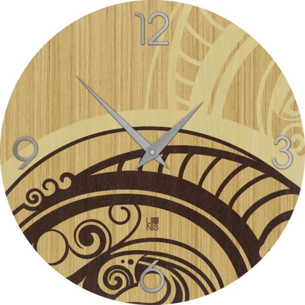 Orologio da parete in legno intarsiato diametro 40 cm Gear