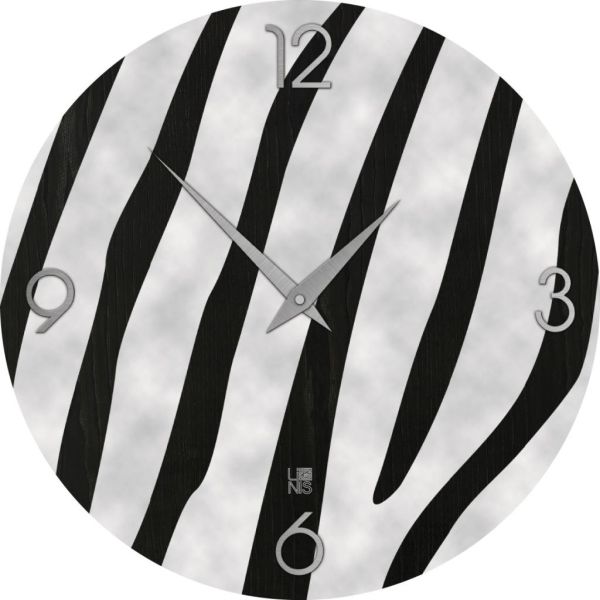 Orologio parete design moderno in legno intarsiato a mano Zebra Cold