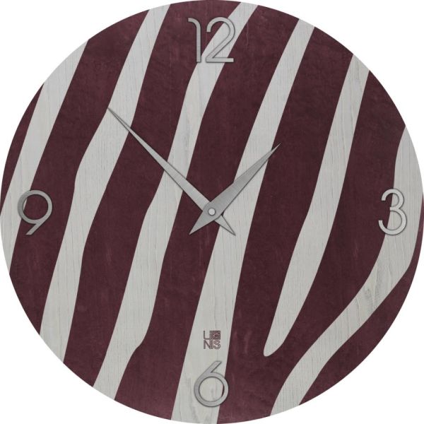 Orologio a muro in legno naturale intarsiato a mano 40 cm Zebra Colors 