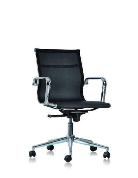 Poltrona da ufficio in rete con schienale basso regolabile bianco o nero WH