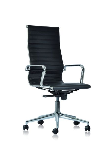 Sedia ufficio direzionale con schienale alto in ecopelle bianca o nera WH Sedia ufficio direzionale con schienale alto in ecopelle bianca o nera WH