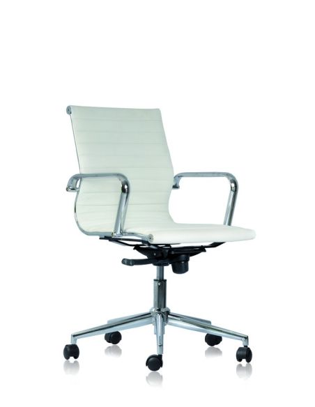 Poltrona presidenziale in ecopelle su ruote con schienale basso WH