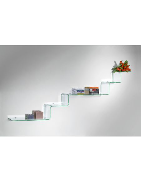 Mensole design moderno in vetro trasparente a scalino Ladder