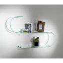 Coppia mensole design in vetro curvo trasparente 100 cm Curl