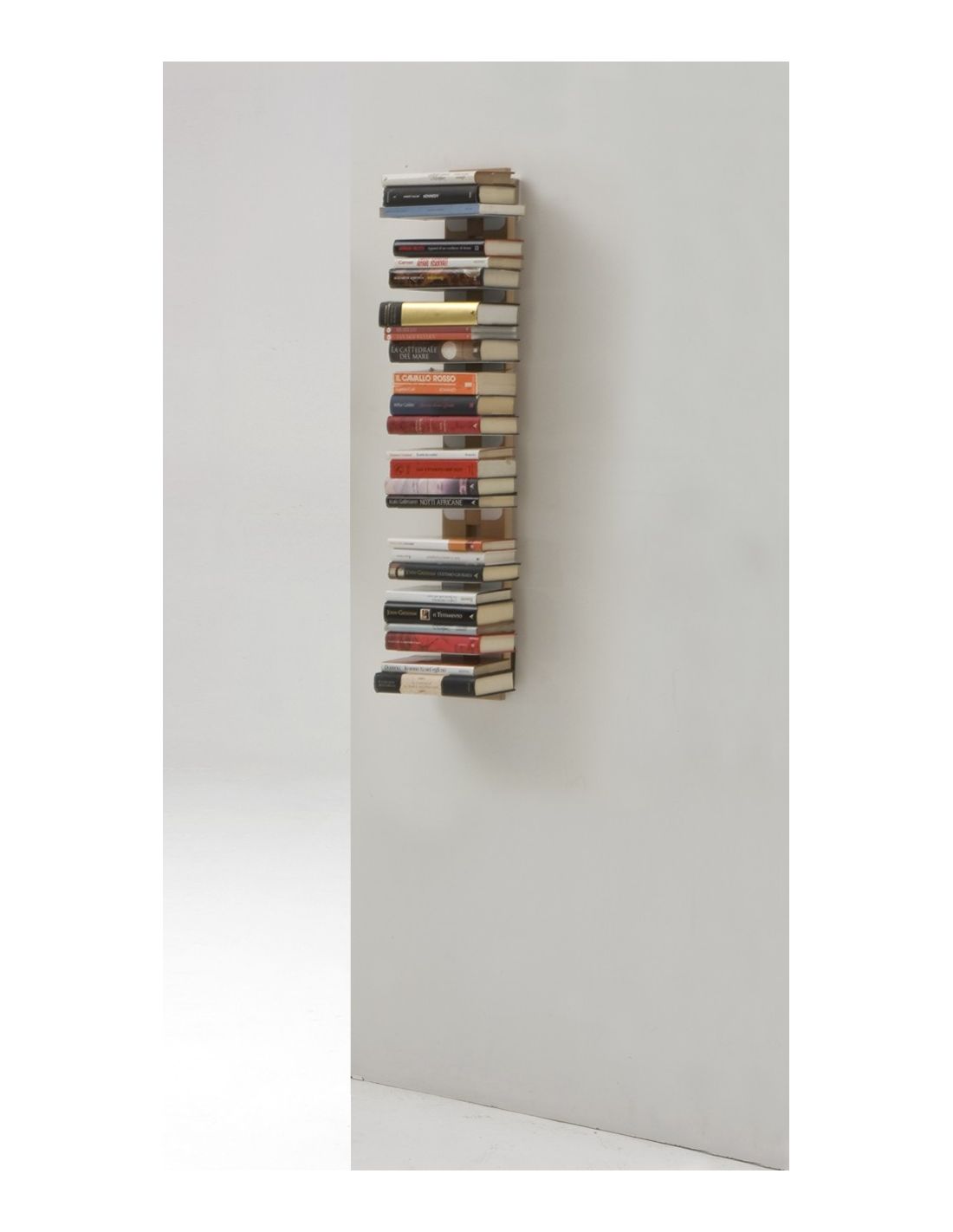 LE ZIE DI MILANO libreria sospesa da parete ZIA VERONICA (H 66 cm /  Naturale - Massello di faggio e acciaio) 