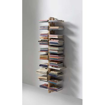 Libreria salvaspazio a muro a colonna in legno massello ZiaBice