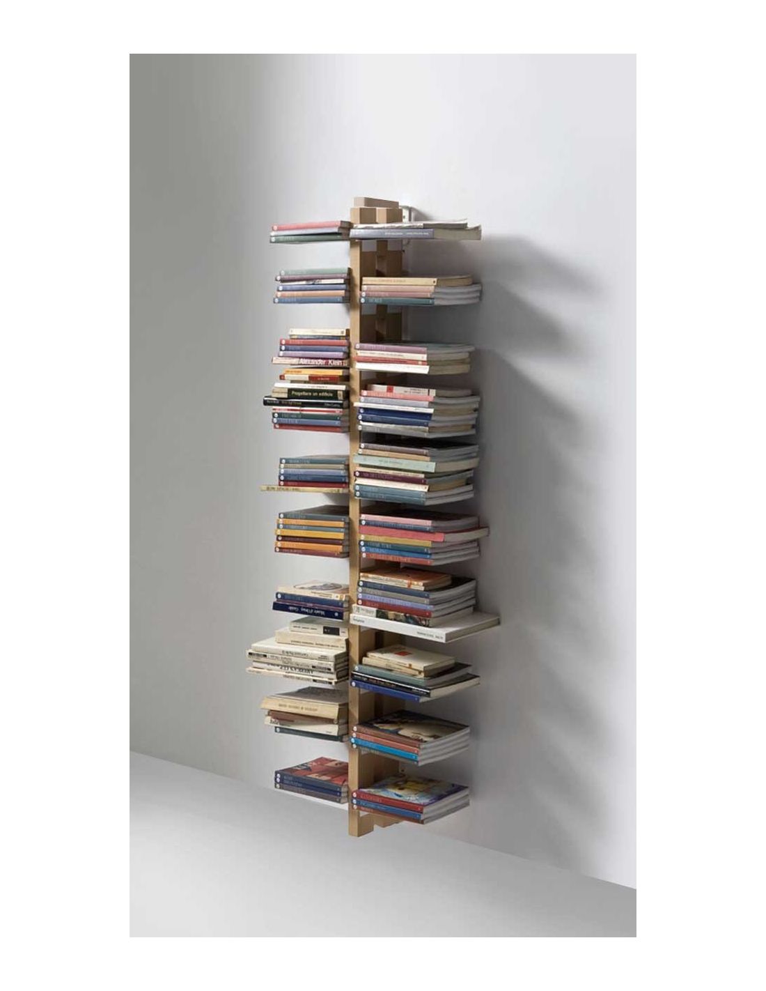Libreria salvaspazio a muro in legno massello Zia Bice
