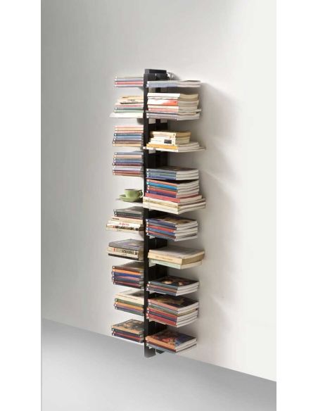 Libreria salvaspazio a muro a colonna in legno massello ZiaBice