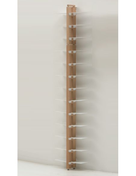 Libreria salvaspazio a muro a colonna in legno massello ZiaBice