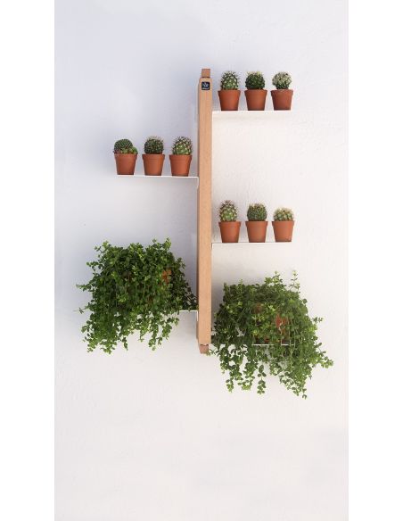 Portavasi da interno da appendere in legno massello per 5 o 8 vasi Zia Flora