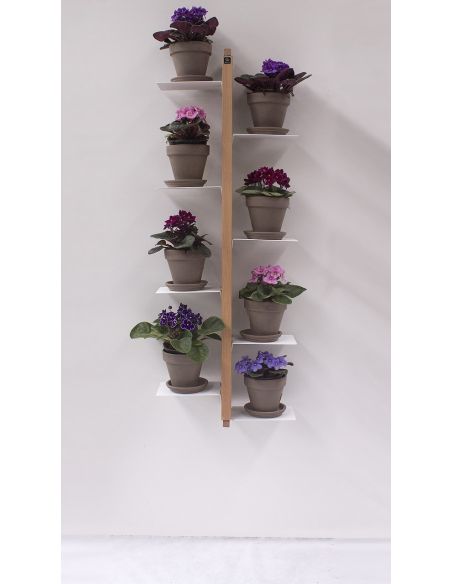 Portavasi da interno da appendere in legno massello per 5 o 8 vasi Zia Flora