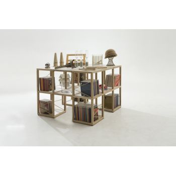 Libreria moderna componibile in legno di rovere e plexiglass Castelli 7 2
