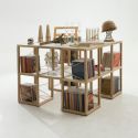Libreria moderna componibile in legno di rovere e plexiglass Castelli 7