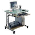 Scrivania per PC in metallo e vetro su ruote 80 x 60 cm per ufficio