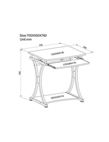 Scrivania porta PC in metallo e legno 70 x 55 cm Compatta-B