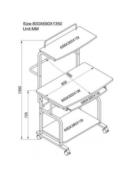 Scrivania porta PC con ruote e porta stampante Kompy Scrivania porta PC con ruote e porta stampante Kompy