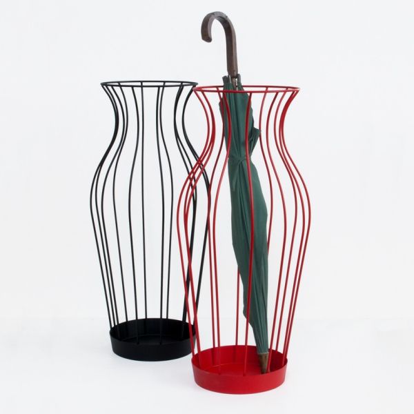 Portaombrelli design in metallo bianco nero rosso Hydria