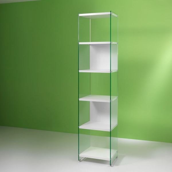 Libreria a colonna design moderno in vetro e laminato 202 cm Tibor202