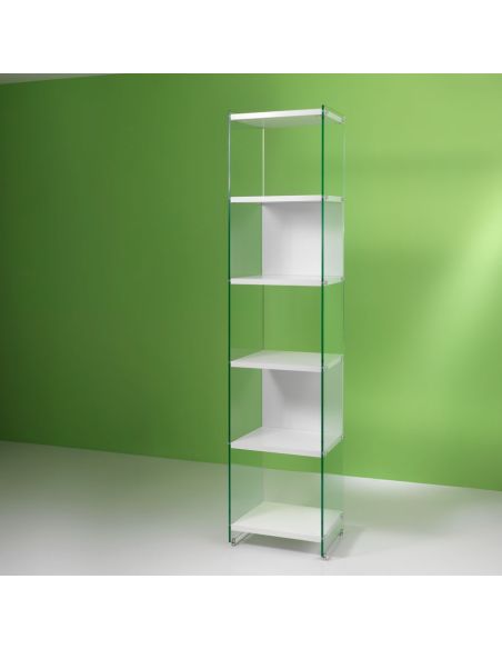 Libreria a colonna design moderno in vetro e laminato 202 cm Tibor202 Libreria a colonna design moderno in vetro e laminato 202 cm Tibor202