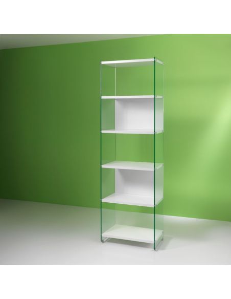 Libreria a colonna design moderno in vetro e laminato 202 cm Tibor202