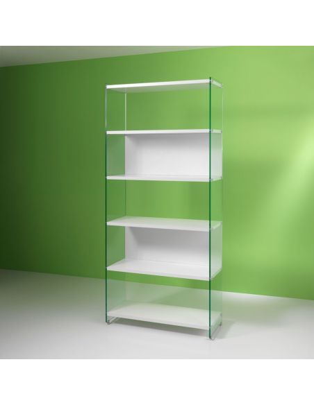 Libreria a colonna design moderno in vetro e laminato 202 cm Tibor202