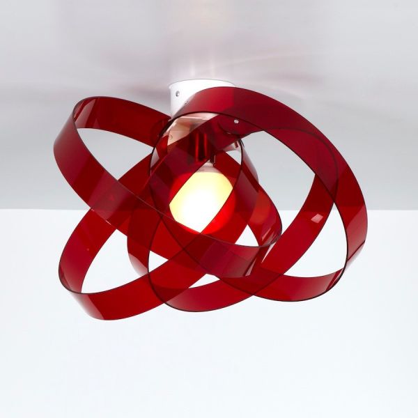 Plafoniera in plexiglass satinato o rosso Nuvola