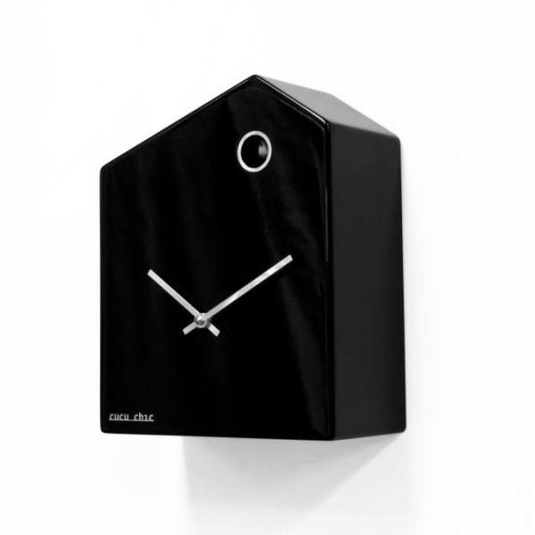 Orologio cucu design moderno in legno nero o bianco Cucu_chic