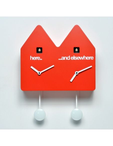 Orologio da parete con cucu design moderno a forma di casetta Double q Orologio da parete con cucu design moderno a forma di casetta Double q