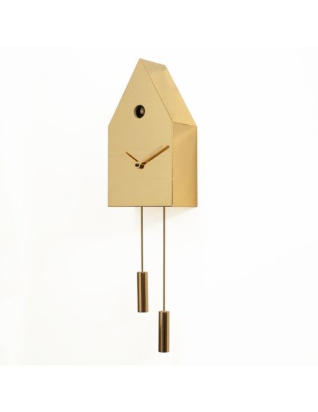 Orologio a cucù da parete design moderno in metallo laccato 24k Orologio a cucù da parete design moderno in metallo laccato 24k
