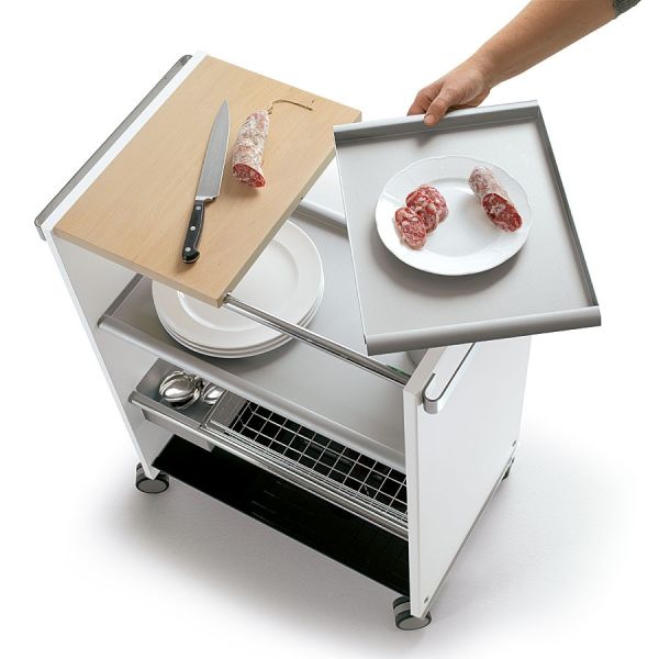 Combi carrello da cucina multifunzione con vassoi in acciaio Combi carrello da cucina multifunzione con vassoi in acciaio