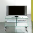 Carrello porta TV lcd in vetro trasparente Ebox 90 x 40 cm