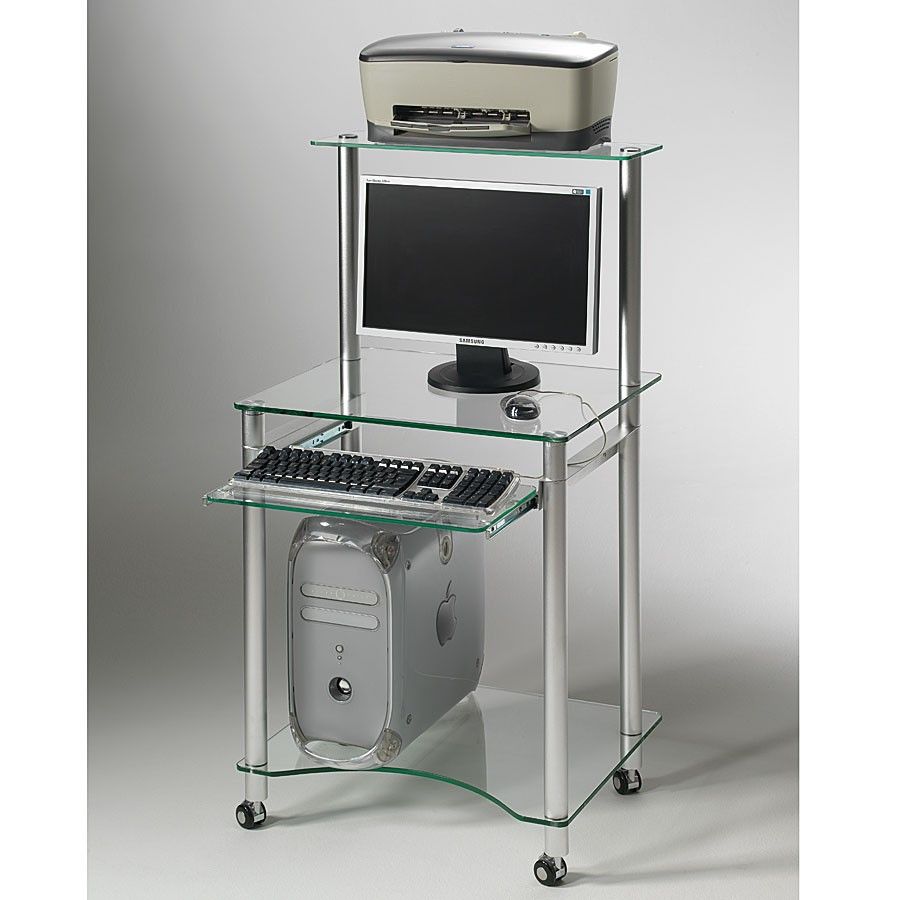 Scrivania porta pc in vetro trasparente Compact 60 x 50 cm