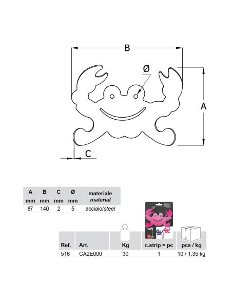 10 appendiabiti in acciaio per cameretta bimbi Grankio